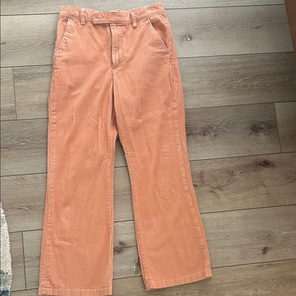 Levi's Coral Orange Cropped Corduroy Jeans